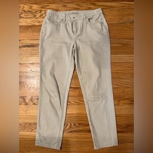Chico’s Platinum Women’s Denim Beige Pants Embroidered Back Pockets Size 0